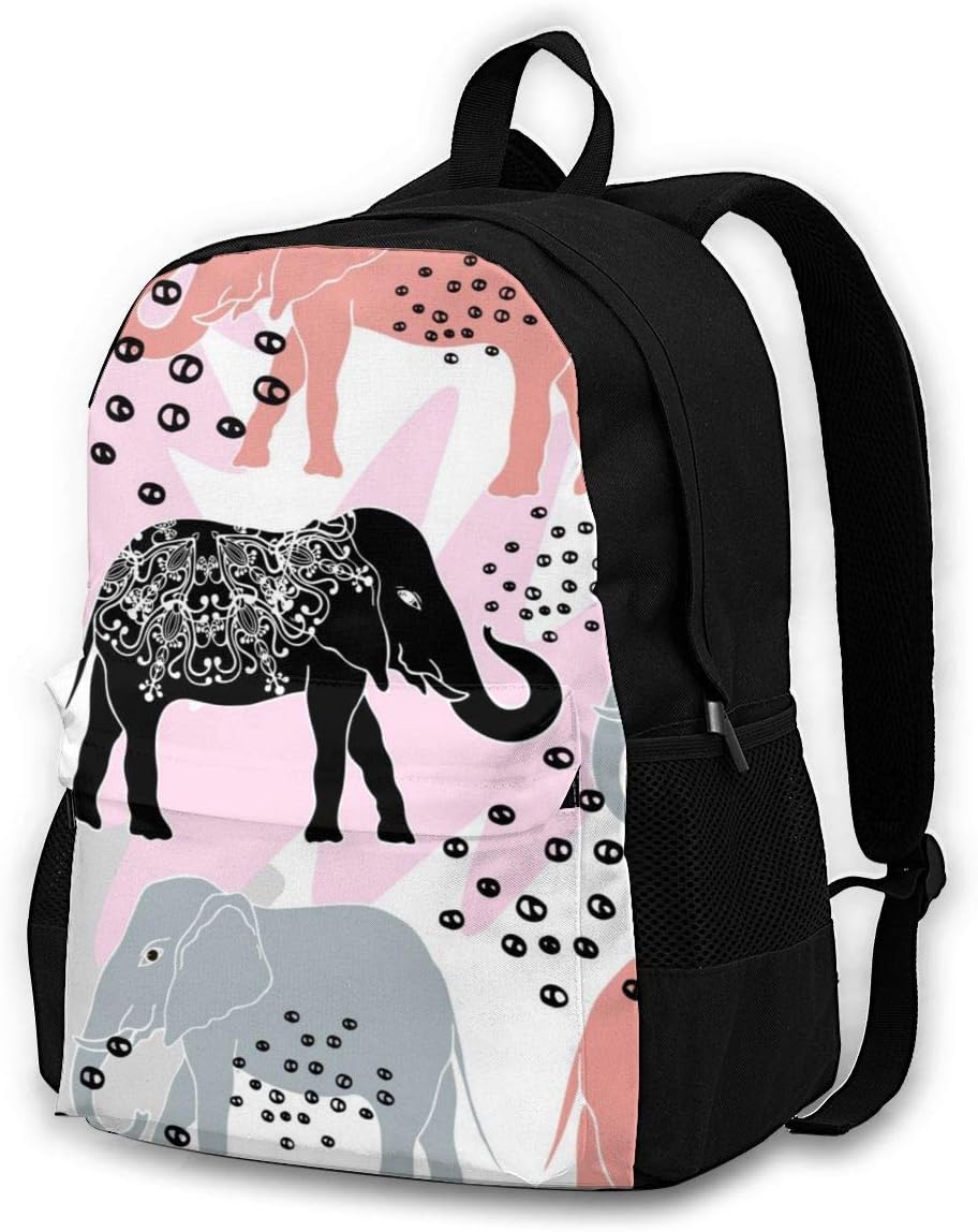 Backpack,Laptop Bag Colorful Seamless Elephants Traveling Backpack