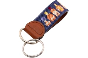 Huck Venture Leather Hand-Stitched Needlepoint Key Fob or Key Chain