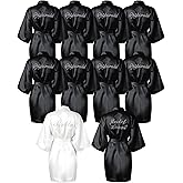 Jecery 10 Pcs Bride Bridesmaid Robes Kimono Rhinestones Short Satin Robes for Women Wedding Party