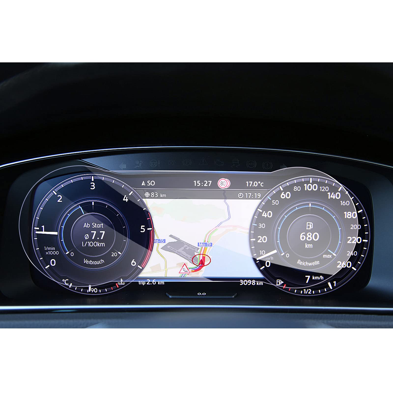 GAFAT Compatible with VW Passat B8 2016-2018 12.3 Inch Instrument Board Protective Film, Tempered Glass Screen Protector for 12.3" Digital Cockpit, 9H Anti-Scratch