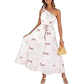 CCTOO Women's Floral Print Maxi Dress 2026 Sleeveless Summer Knot One Shoulder Flowy Boho Sundress with Pockets