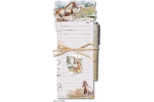 Lissom Design Magnetic Notepads - Magnet Backed Note Pad for Home or Office Organization Magnetic List Pad and Pen, 2-Piece Set, Wild Mustang