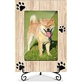 ltazhyi Pet Picture Frame, Paw Prints Picture Frame For Pet Owners, Wooden Photo Frame With Stand, Birthday Gifts for Women Men, 4x6 Photo Frame Bedroom Office Desktop Display Decorations -02