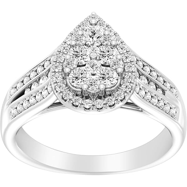 Dazzlingrock Collection Anillo De Compromiso De 0.45 Quilates Con Marco Rectangular De Diamante Blanco Redondo Para Hombres En Plata De Ley 925, Plata De Ley Diamante Blanco Natural Plata De Ley