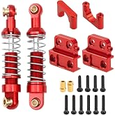 KEAcvise Metal Rear Shock Absorber and Mount Brackets, Red | CNC-machined aluminum alloy, 47mm hole spacing, compatible with