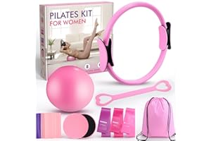 Close-up of the 11-piece Pilates kit components