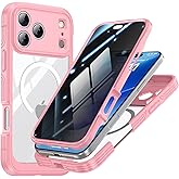 TOPF&B Privacy Case for iPhone 17 Pro,Compatible with MagSafe,iPhone 17 Pro Magnetic Cover Built-in Privacy Screen Protector,Camera Protection,Full Body Shockproof Case,Orange