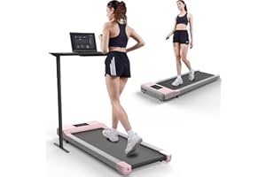 MJWW Walking Pad Treadmill, Under Desk Treadmill for Home Office, Small Portable Walking Treadmill 300 lbs Capacity, 2 in 1 Small Space Desk Treadmill with Smart APP, Remote Control, LED Display
