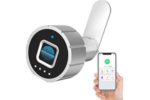 Pothunder Smart Biometric Cabinet Lock, Bluetooth & Fingerprint Lock, Keyless Hidden Document Drawer Lock, USB Charging & Waterproof, 30MM