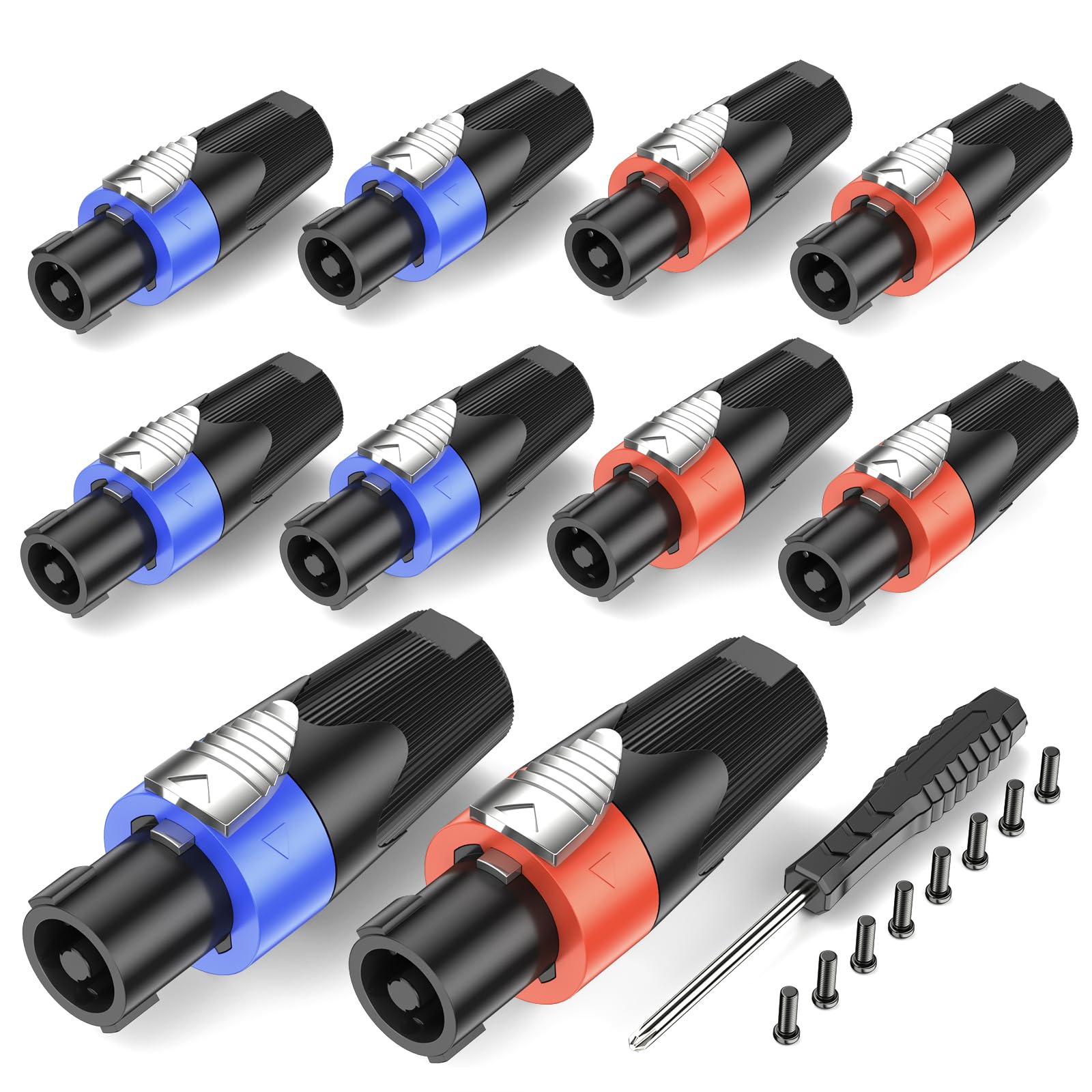GCTBL 10Pack Speakon Connectors 4 Pole Audio Speaker Plug Adapter With Twist Lock Suitable for NL4FC NL4FX NL2FC