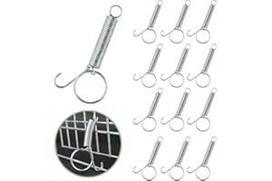 SPNKMJUJ Metal Finger Spring Latch Hook, 12PCS 75mm One-Handed Cage Door Spring Hooks, Pet Cage Latch for Rabbit Bird Cat Parrot