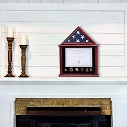 Tieeqe Solid Wood Flag Display Case Military Shadow