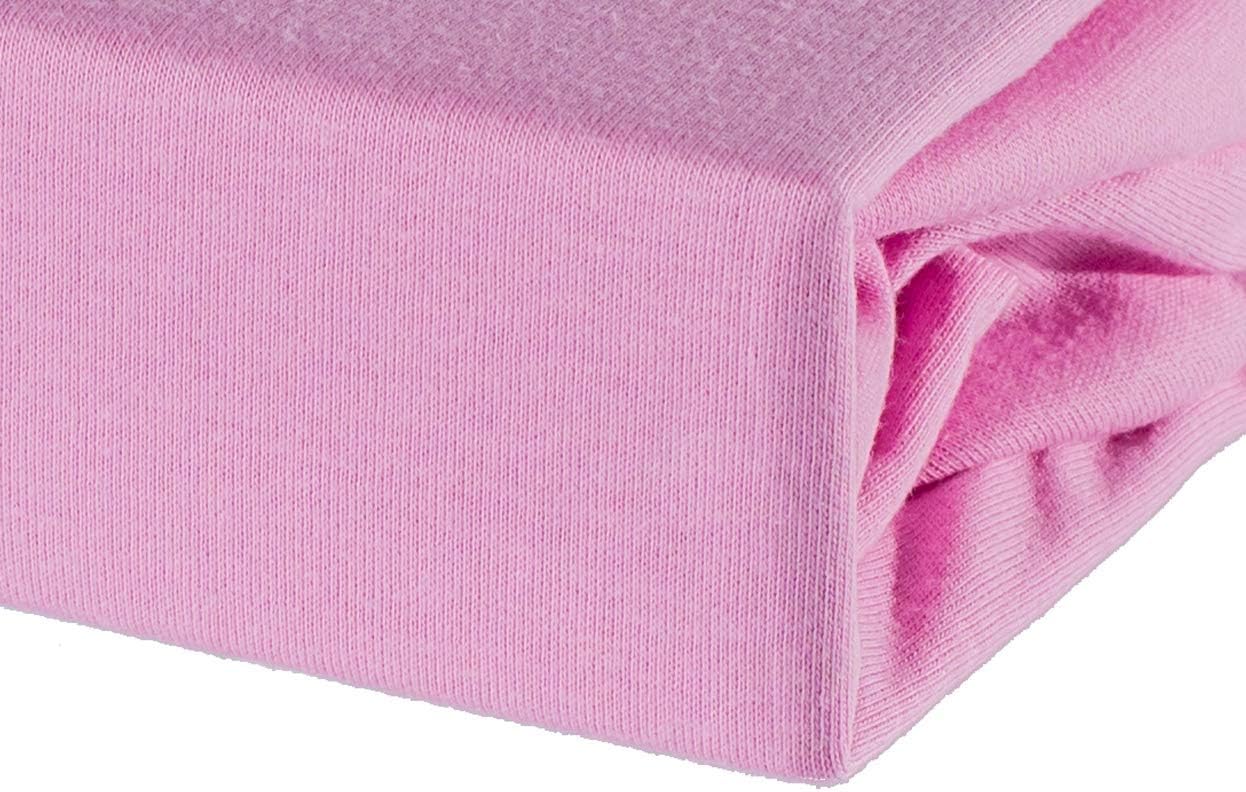 Family Bedding Crib Fitted Sheet 90 x 40 cm Cotton | Cradle Fitted Sheet Jersey Soft Bedsheet Hypoallergenic Elasticated Breathable Pram Fitted Sheet (Single Pack, Pink)