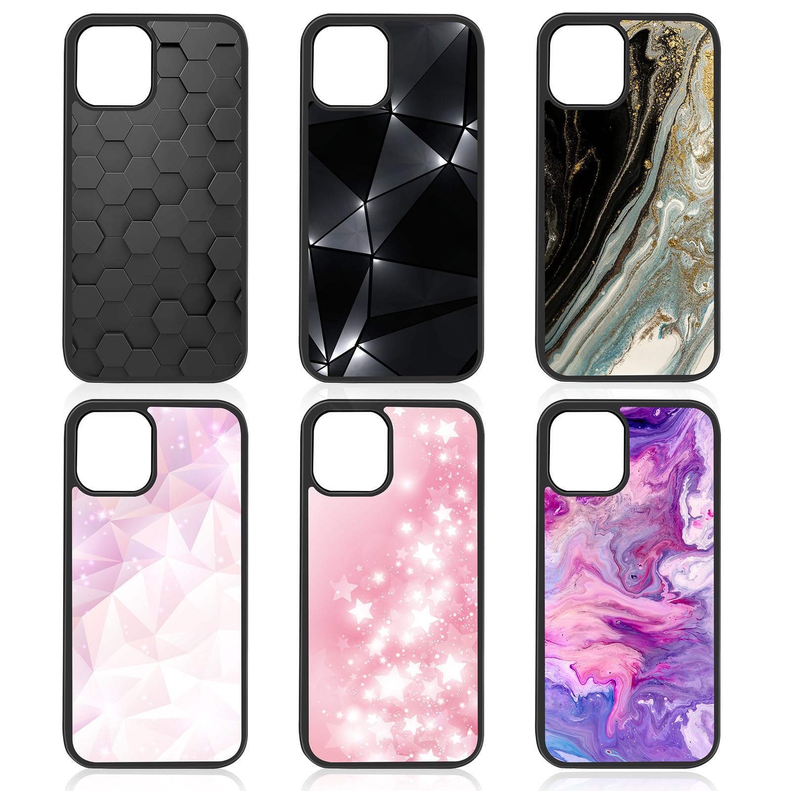 Weewooday 6 Pieces Sublimation Phone Case Blank Covers Compatible with iPhone 12/12 Pro Customize Custom DIY Printable Picture Anti-Slip Shockproof Heat Press Rubber Protective DIY Phone Covers Black