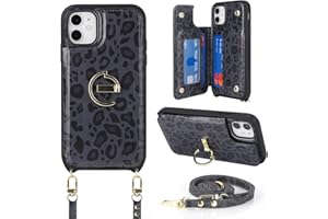 Ｈａｖａｙａ Crossbody Phone case for iPhone 14 Plus case with Strap for Women iPhone 14 Plus case with Card Holder iPhone 14 Plus Leather Wallet Cover with Credit Card Slot-Black Leopard Print