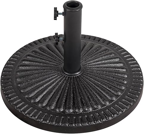 Amazon Com Sundale Outdoor Patio Umbrella Base Black Resin Heavy Duty Stand With 2 Hand Turn Knobs 31 Pounds Fit 1 5 1 9 Inch Umbrella Pole Garden Outdoor