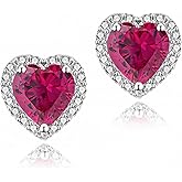 YOMELA Cubic Zirconia Earrings Studs, Halo CZ Birthstone Simulated Diamond Stud Earrings for Women