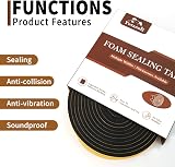Yotache Draught Excluder Tape 2 Rolls 12mm x 6mm x 4m Black Foam Seal view 5