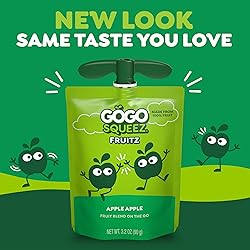 GoGo squeeZ Fruit on the Go, Apple Apple, 3.2 oz