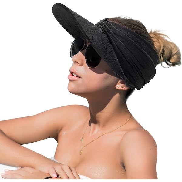 Beach Visor Hat for Women Wide Brim UV Protection Adjustable  display picture 2