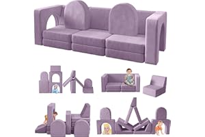 wanan Kids Couch 13PCS, Modular Kids Play Couch for Playroom Bedroom, 13 in 1 Multifunctional Kid Sofa for Playing, Creativing, Sleeping, Indoor Toddler Couches for Boys and Girls(Blueberry)