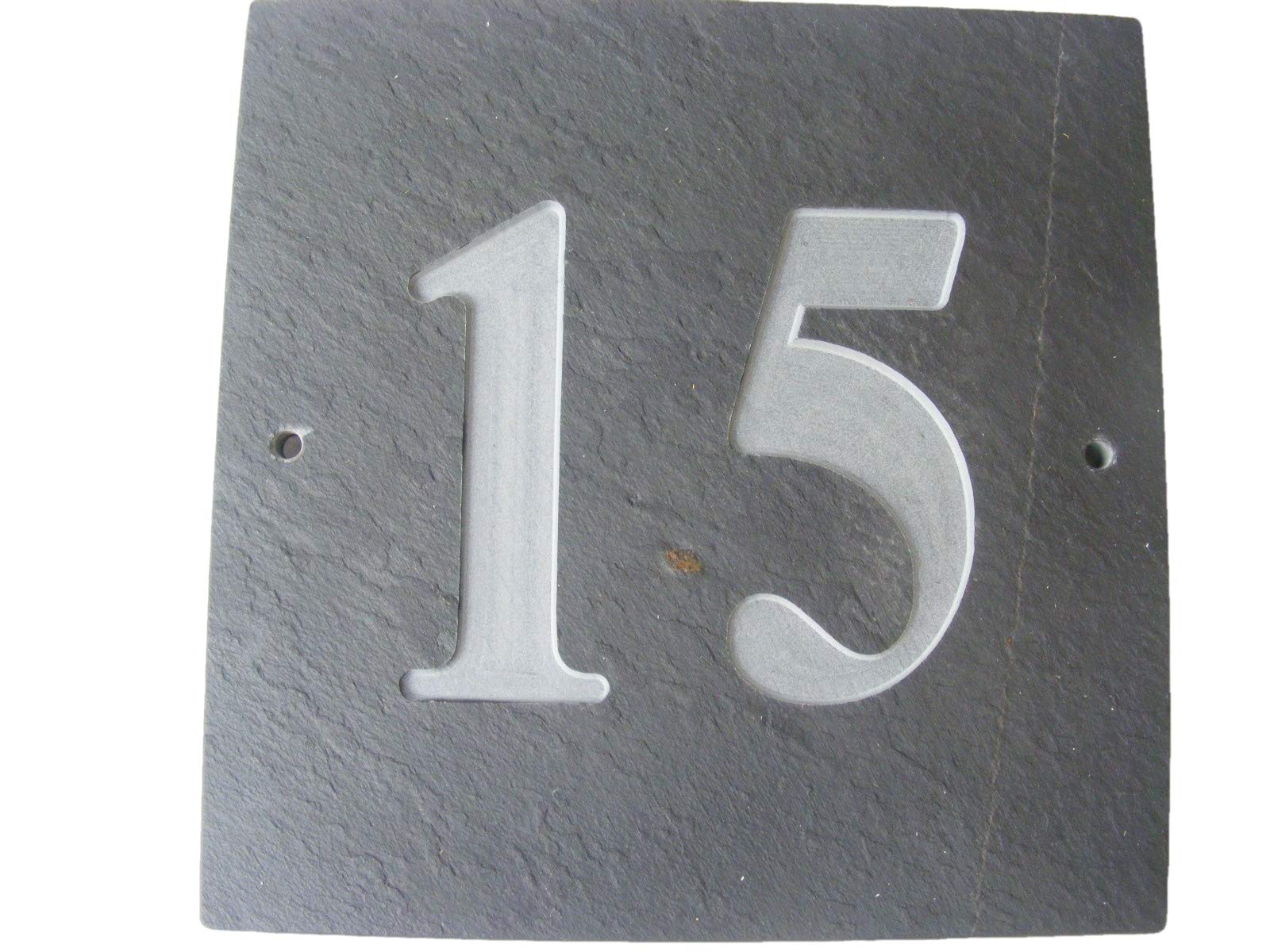 NATURAL GREY SLATE HOUSE DOOR NUMBER 6" x 6" DEEPLY ENGRAVED NATURAL SURFACE SIGN PLAQUE HOUSE WARMING GIFT (15)