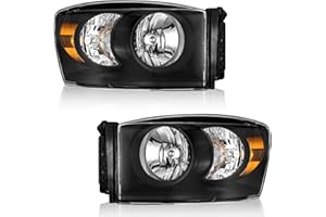 WEELMOTO Headlights Assembly For 2006-2008 Dodge Ram 1500 Halogen Headlight Assembly Replacement For 2006-2009 Dodge Ram 2500