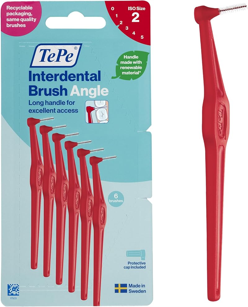 TePe Interdental Brush Angle Red ISO 2 0.5mm 6pcs Carton Pack