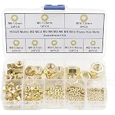 HVAZI 195PCS Metric M2 M2.5 M3 M4 M5 M6 M8 M10 Brass Hex Nuts Kit | Electrical Conductive Copper Hex Fasteners for Hardware DIY Assembly with Storage Box