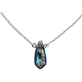 Joyfulmuze Labradorite Arrow Head Pendant Necklace, March Birthstone Gift, Healing Chakra Protector, Handmade Sterling Silver Necklace, Natural Faceted Gemstone Boho Minimal Jewelry, 18 inch long