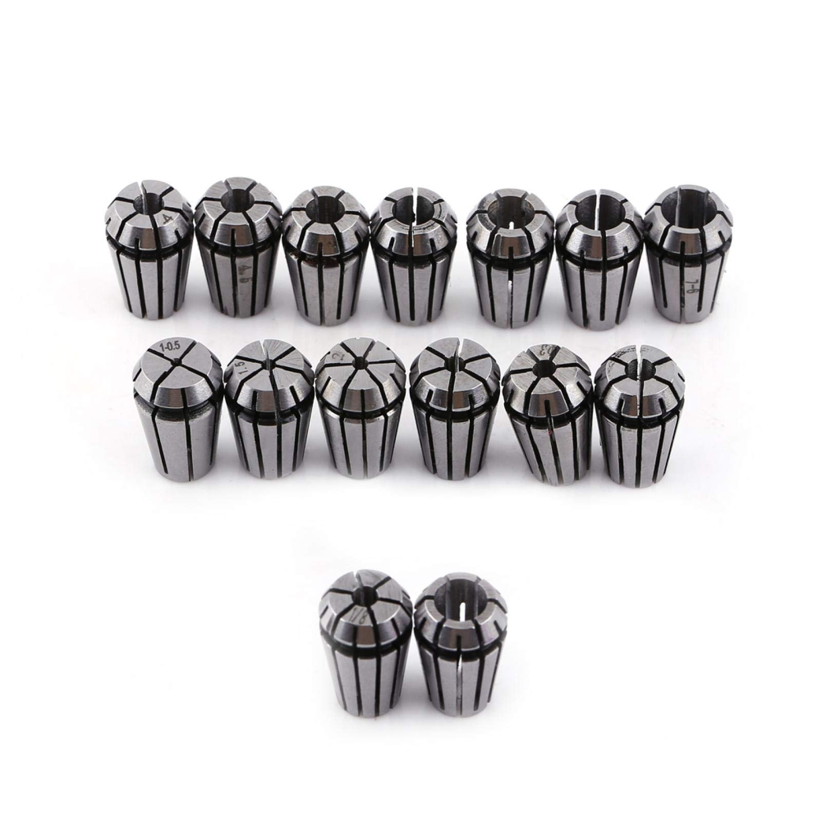 Fafeicy ER11 Spring Collet Set 1/8" 1/4" Collet Chuck Set 15Pcs 1-7mm for CNC Milling and Engraving