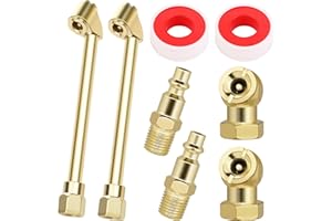 Hromee 8 Pieces Brass Air Chuck Set, Dual Head Air Chuck, Closed Ball tire Chuck and Quick Connect Air Plug