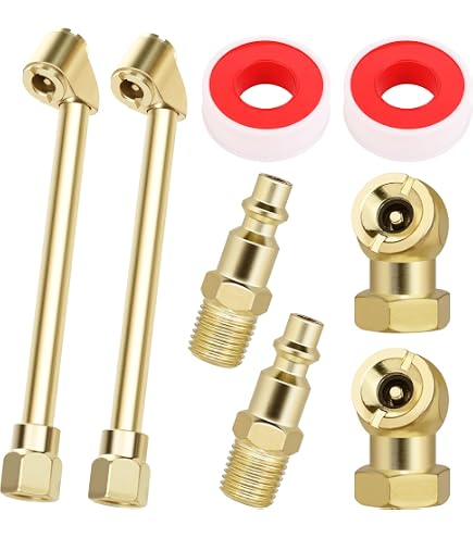 LUMITECO 2-Pack Heavy Duty Air Chuck Set – 1/4'' Female NPT Closed Ball & Dual Head Tire Chucks With Quick Plugs – Tire Inflation Kit For Trucks, Cars, Bikes