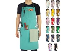 Stenffy - Work Apron,Cotton Canvas,Multiple Pockets,Gardening,BBQ,Cafe,Kitchen,Painting,Carpenter,Artist Apron,Apron for Men,