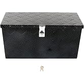 BIGREAT 24'' Inch Stripes Plated ATV UTV Aluminum Tool Box Truck Bed | Toolbox Waterproof Square Storage Organizer with Lock and Keys Black(&lrm;24"L x 9.5"W x 12.5"H)