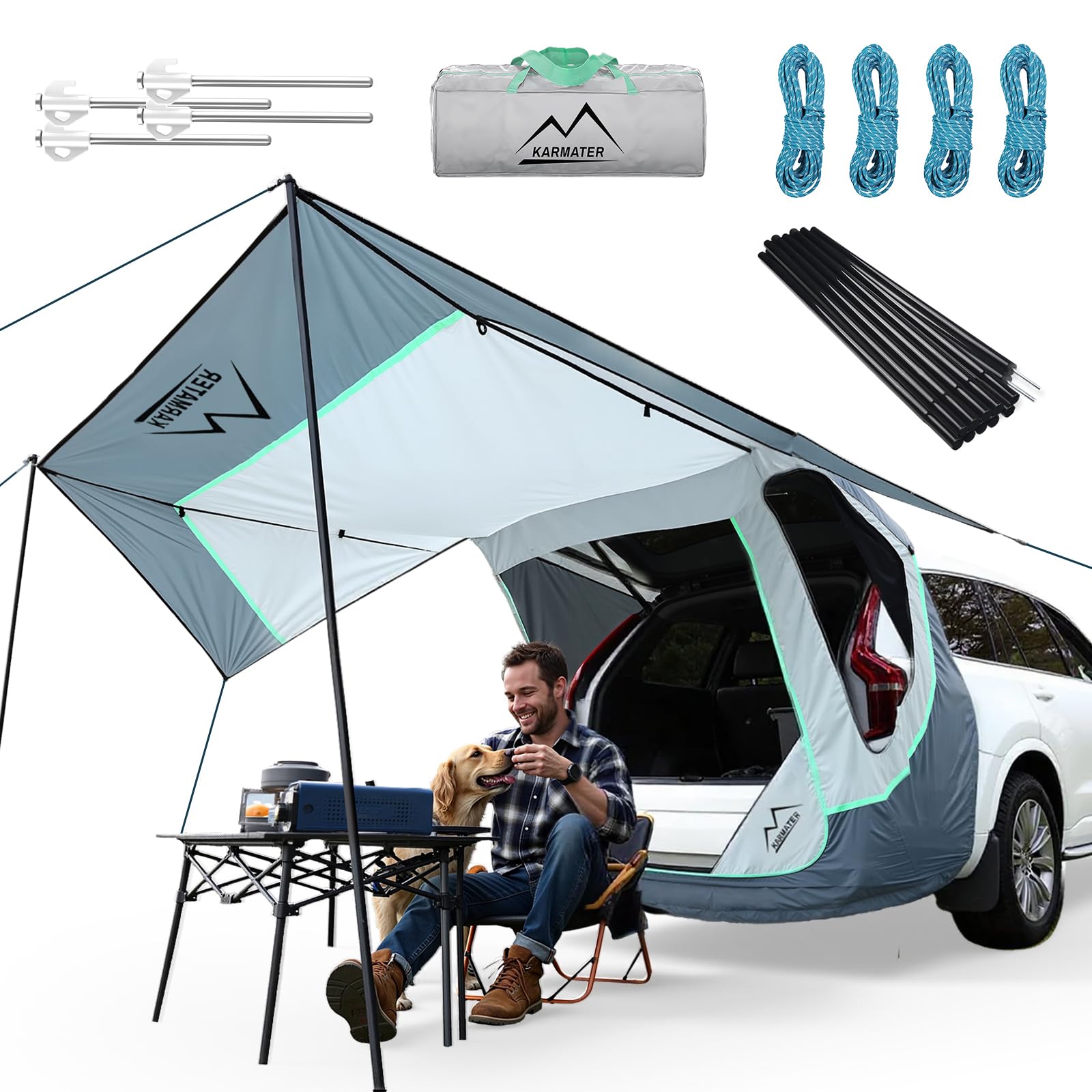 Photo 1 of SUV Tailgate Tent with Poles &Three Sides Awning Shade & Transmittance Mosquito Net, Hatchback Camping Sunproof Car Tenting, Universal SUV Windproof Camping Gear Tent Outdoor TravelLPNPMEY4829925
