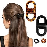 Magnetic Hair Clips, 2-Pack Invisible No Damage Hair Claws - Strong Hold Snap Clips for Bun, Updo, Thin to Thick Hair (Black+Leopard)