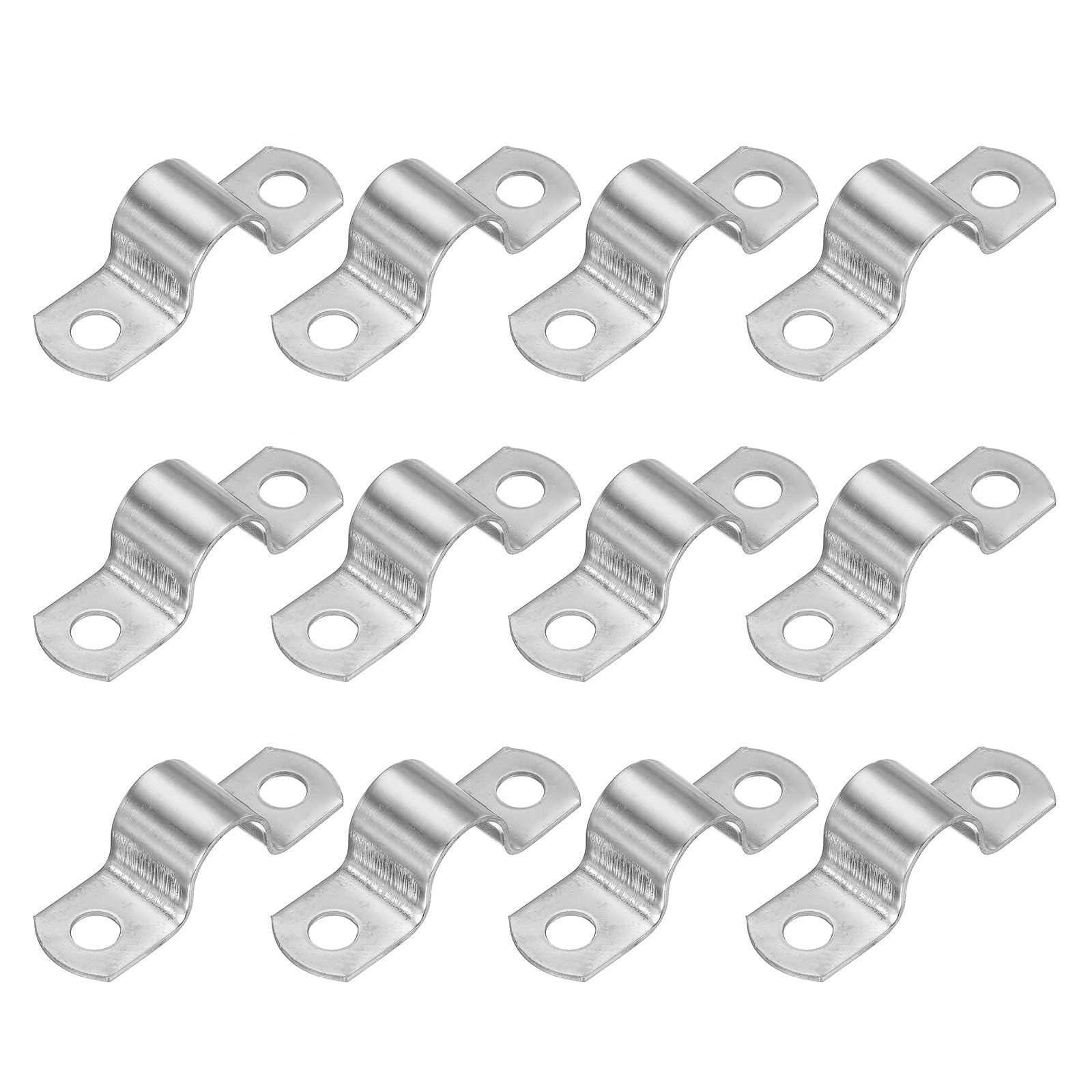 PATIKIL 16mm Rigid Pipe Strap, 12 Pcs 304 Stainless Steel Conduit Clamp 2 Hole Thicken U Bracket Pipe Clamp Tube Strap for Pipe Cable Wire Fixing, (5/8")