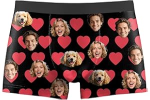 Custom Men's Boxer Briefs with Face Photo Personalised Clothes for Birthday Valentine's Day Funny Shorts Underpants