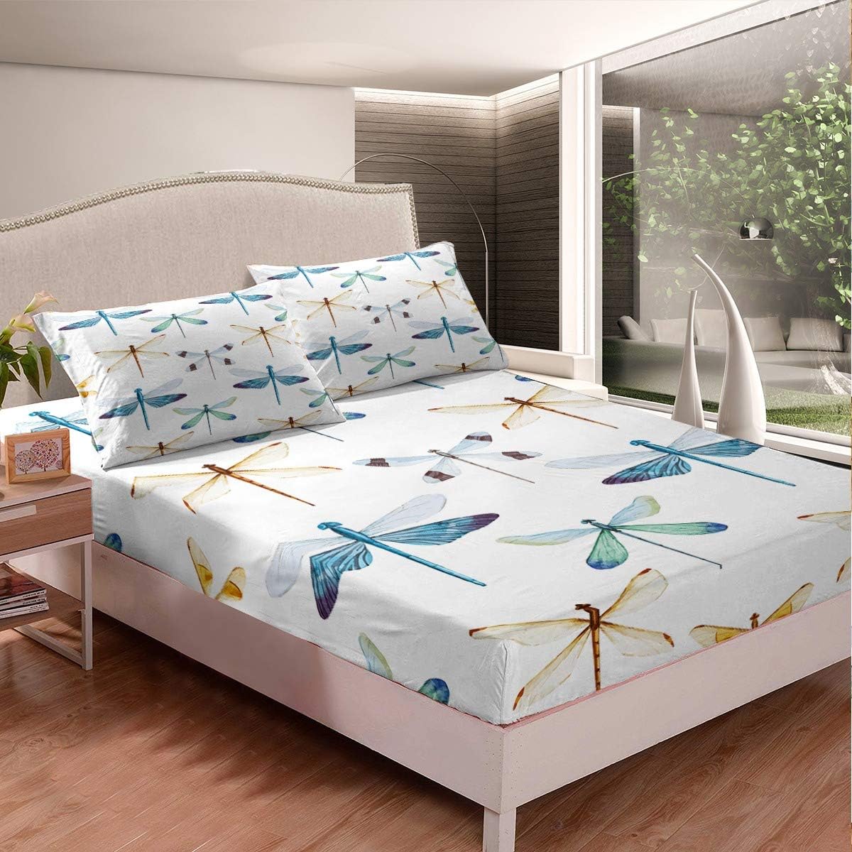 Erosebridal Dragonfly Bedding Set Colorful Dragonfly Fitted