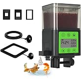 Lychee Automatic Fish Feeder USB Rechargeable 320ML Large Capacity Aquarium Fish Food Dispenser with Two Feeding Ring, Moisture-Proof-Aquarium Electric Timer Feeder for Vacation Business Trips