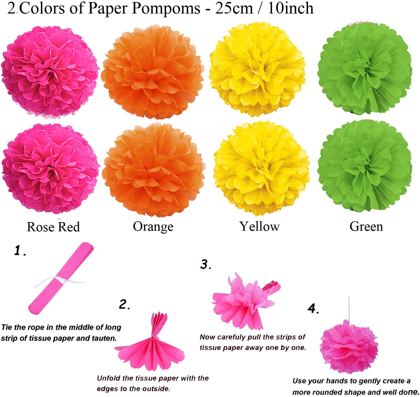 ZERODECO Party Decoration, 21 Pcs Multi-color Hanging Paper Fans, Pom Poms Flowers, Garlands String Polka Dot and Triangle Bunting Flags for Birthday Parties, Wedding Décor, Fiesta or Mexican Party: Toys & Games