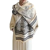 LumiSyne Warm Scarf Cashmere Shawl Women Artistic Landscape Painting Reversible Scarf With Tassel Large Long Pashmina Stole