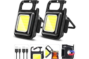 MAKDAK COB Rechargeable Keychain Flashlight 2Pack, High Lumen Super Bright LED Work Light with Magnet,Clip,Bottle Opener for Dog Walking,Car Repair, Emergency,Camping,EDC