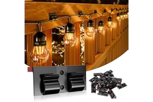 WDG Black Hooks for Outdoor String Lights, 50pcs Outdoor Light Clips with Adhesive Strips, Wall Clips Wire Holder Outdoor Light Hooks for Indoor Outdoor Party Decor Christmas Festival Lights