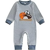 SAYOO Infant Baby Boy Football Outfit Rugby Print Funny Sweatshirt Romper Playsuit Football Season Cotton One-piece Jumpsuit