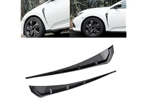 x xotic tech Type-R Style Side Fender Vent Cover Trim, Glossy Black, Compatible with Honda Civic 10th Gen 2016-2021