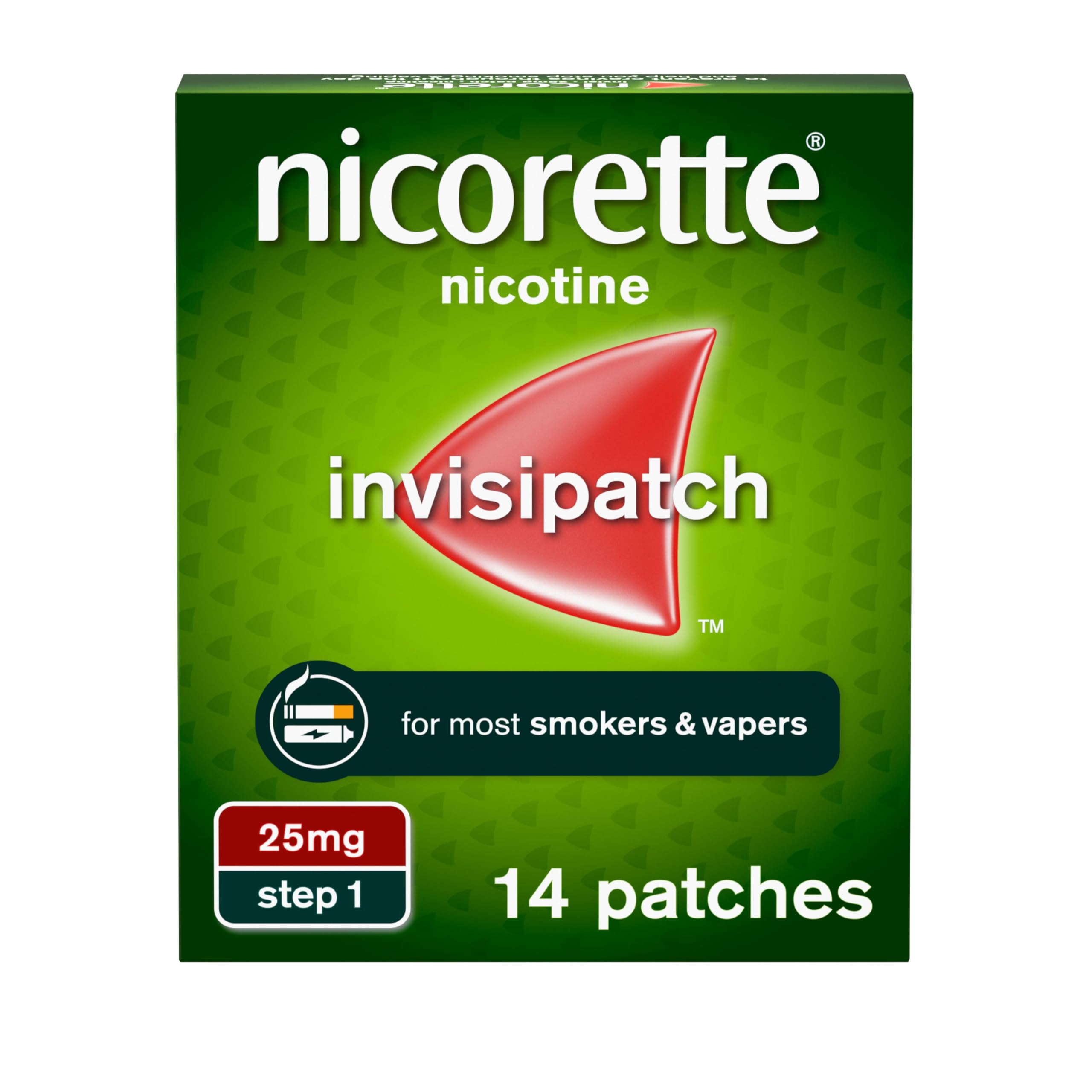 Nicorette InvisiPatch, Nicotine Patches Step 1, 25mg, 14 count, Effective and discreet Stop Smoking and Stop Vaping Aid, Nicotine Patches to Beat Cravings & Withdrawal Symptoms(Quit Smoking or Vaping)