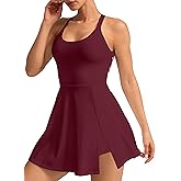 Womens Activewear Tennis Dress - Built in Shorts with Pockets and Bra Golf Athletic Workout Dresses