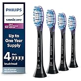Philips Sonicare G3 Two-in-One Brush Heads, 4-Pack, 1 Year Supply, Black | 1000% More Plaque Removal, 7x Healthier Gums&sup1;, BrushSync Reminder, Up To 62,000 Bristle Movements Per Min, HX9054/95
